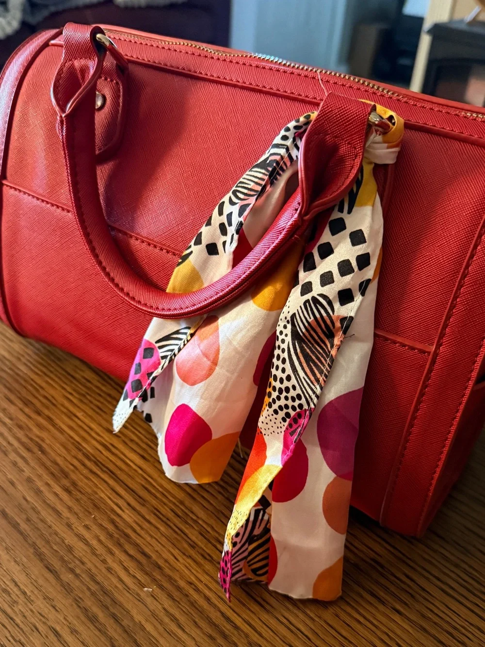 Red Structured Satchel Handbag - Women's Fashion